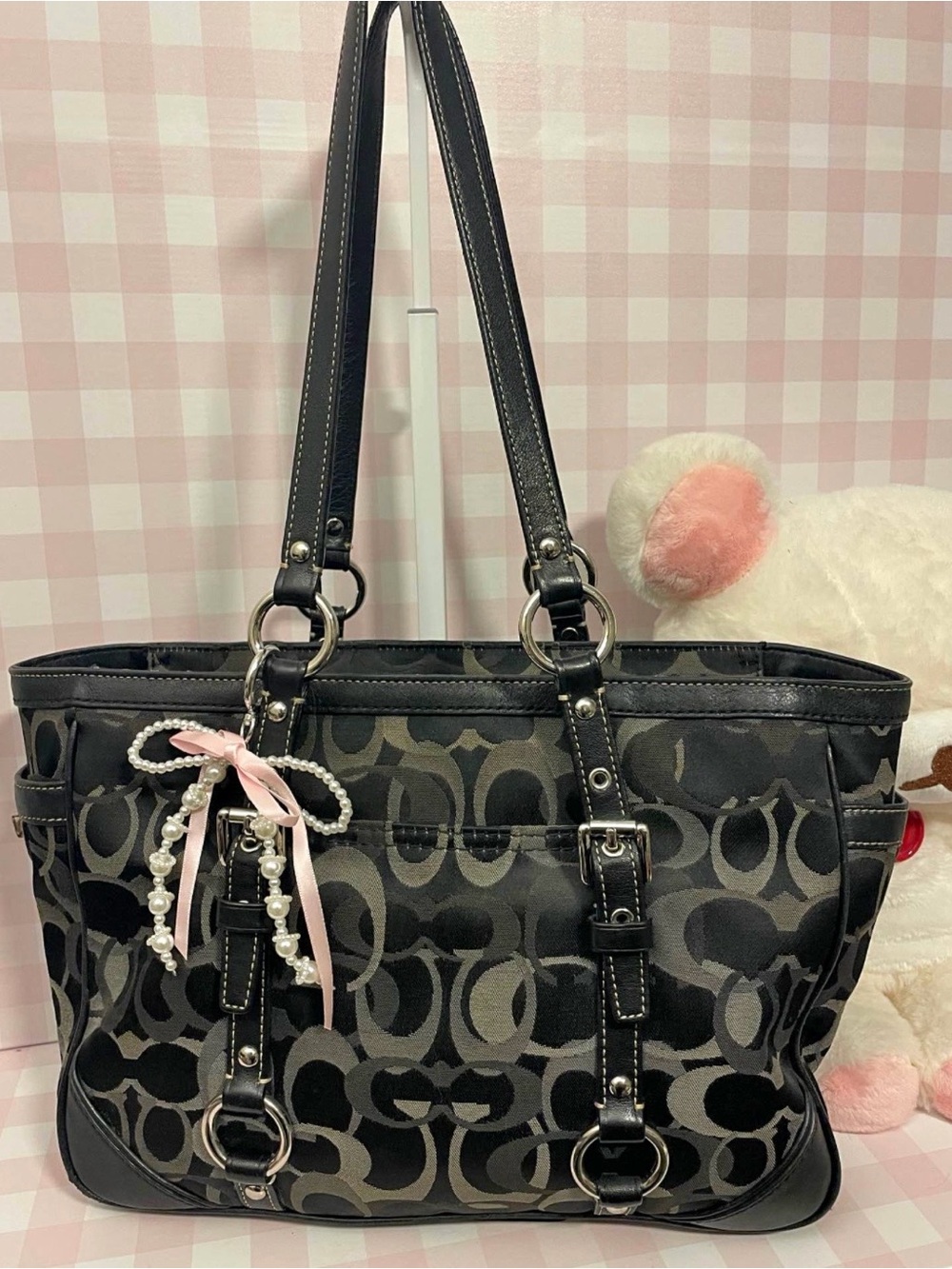 Vintage Coach Optic Tote
